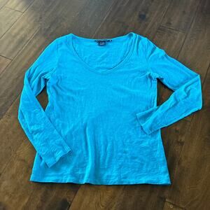 Vintage Ralph Lauren Sport‎ Women's Medium Shirt Blue V Neck Lightweight